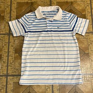 Nautical Blue and White Striped Kids Polo Shirt
